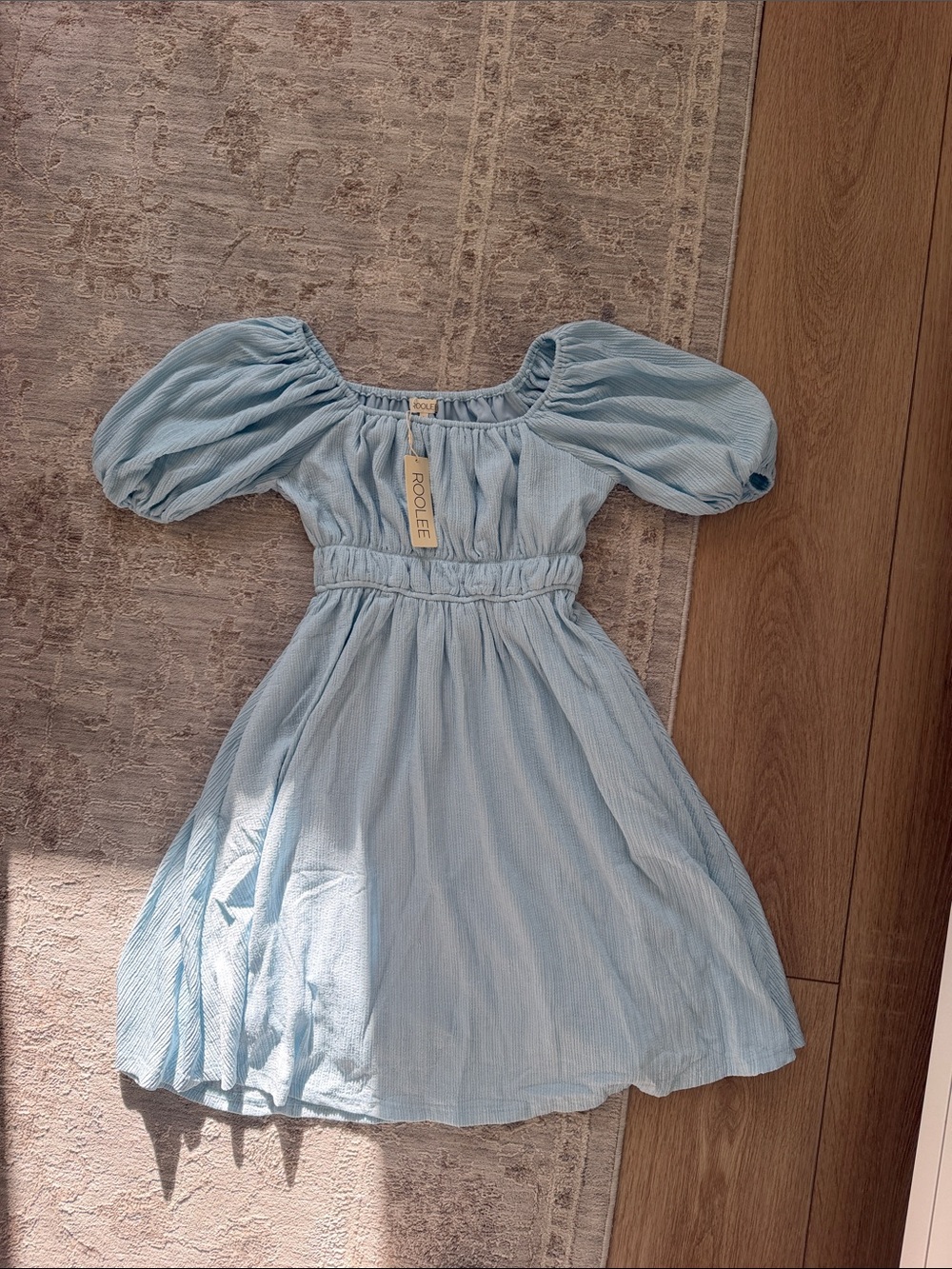 ROOLEE women' Light Blue Puff Sleeve Dress